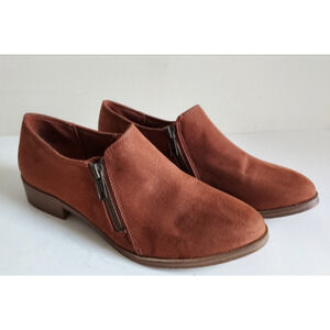 American Eagle Womens Size 9 Brown Low Block Heel Ankle Booties Side Zipper